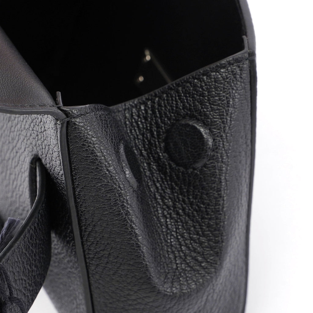 Black Leather Buckle Waist Bag