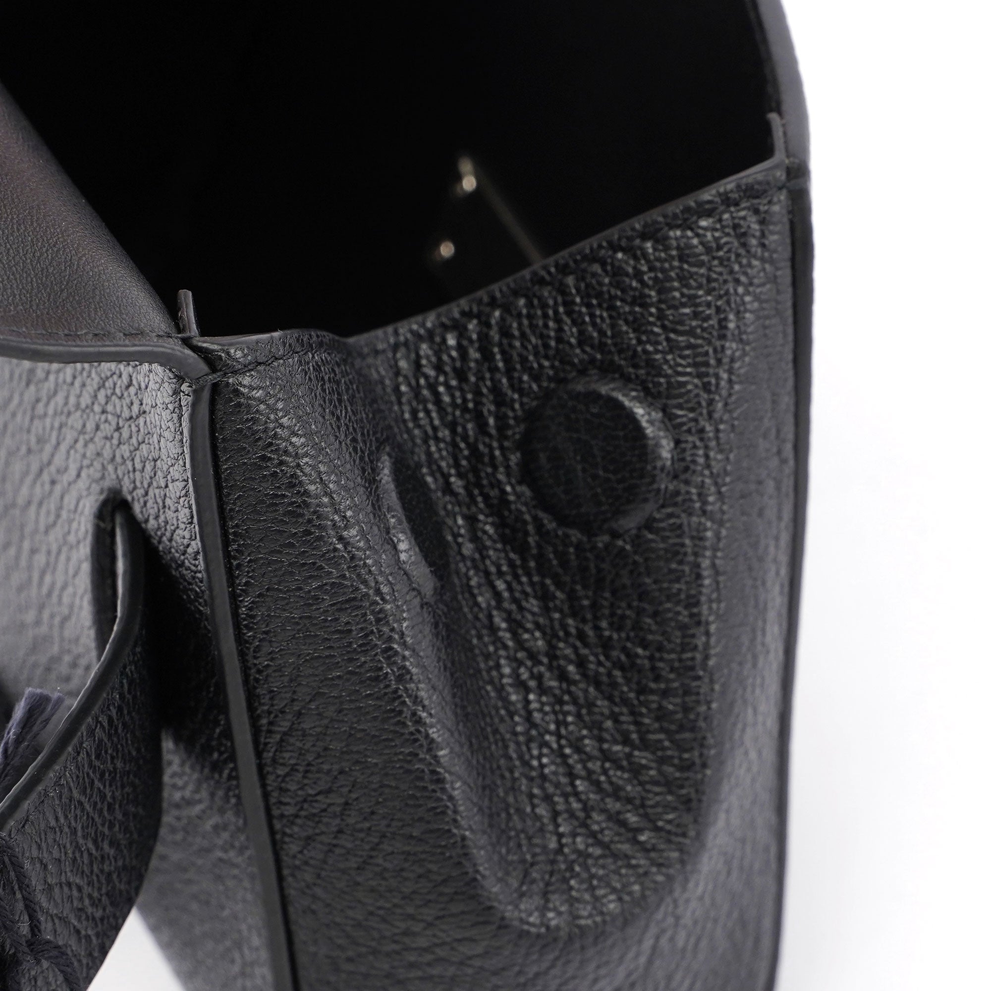 Black Leather Buckle Waist Bag