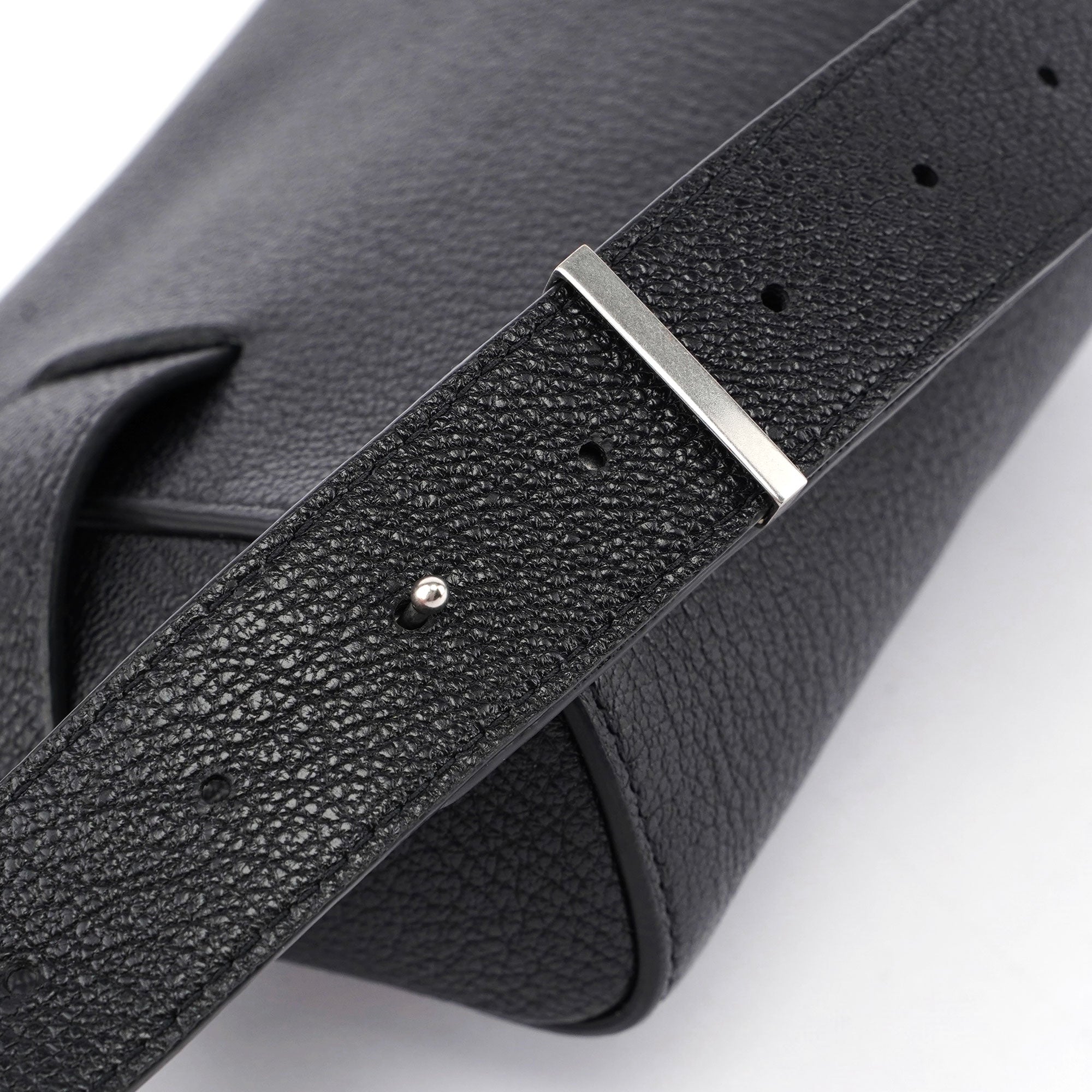 Black Leather Buckle Waist Bag