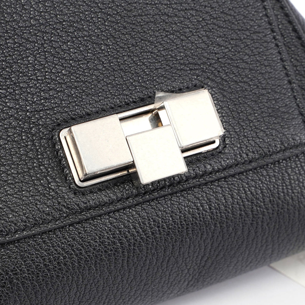 Black Leather Buckle Waist Bag