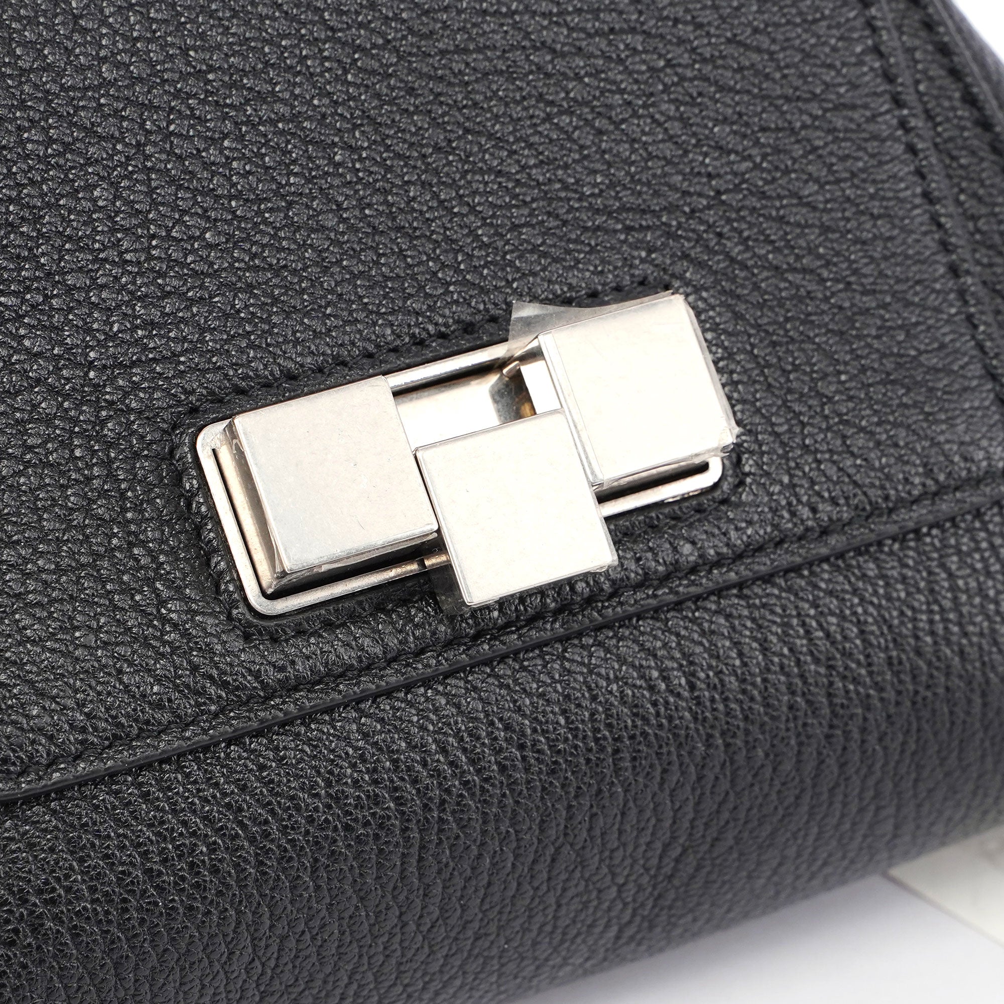 Black Leather Buckle Waist Bag
