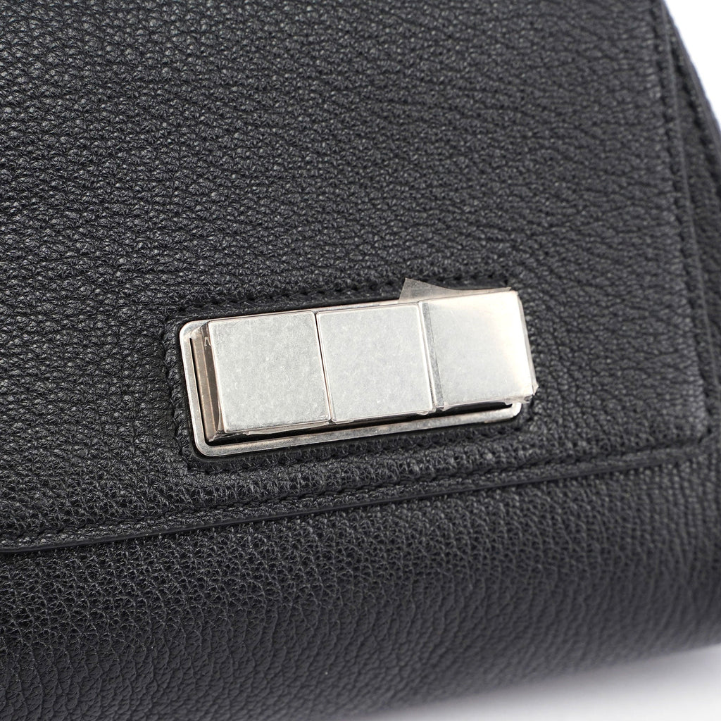 Black Leather Buckle Waist Bag