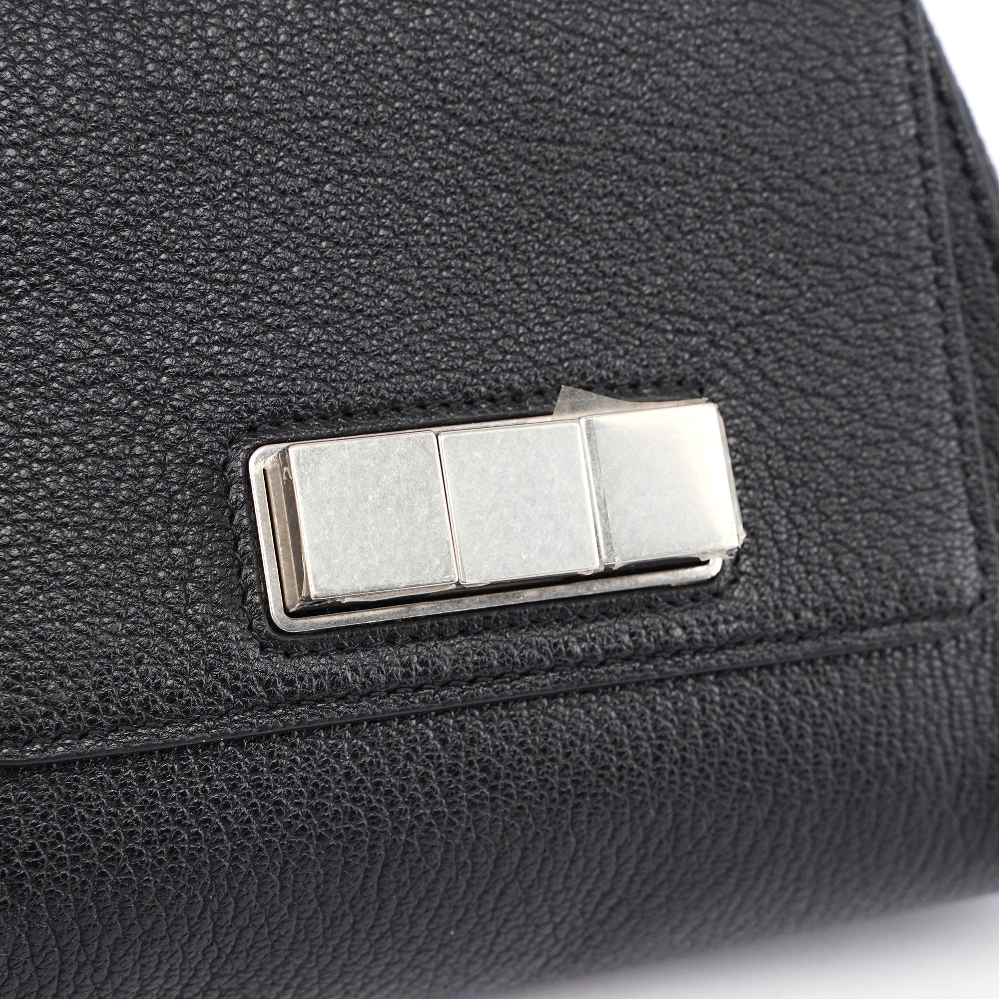 Black Leather Buckle Waist Bag
