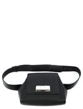 Black Leather Buckle Waist Bag