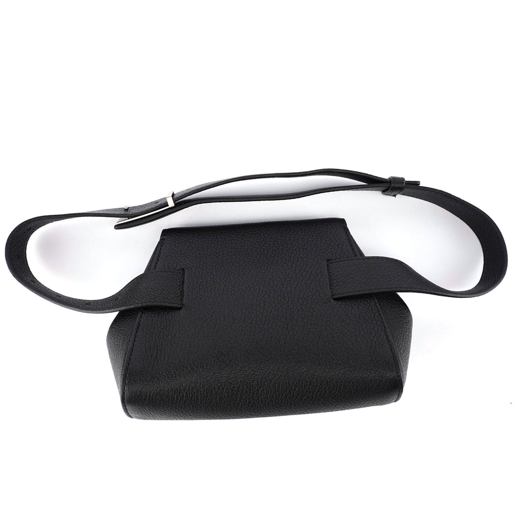 Black Leather Buckle Waist Bag