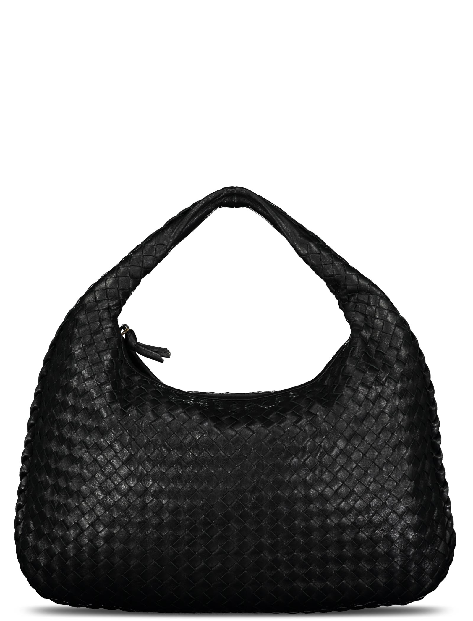 Black Medium Intrecciato Hobo Bag