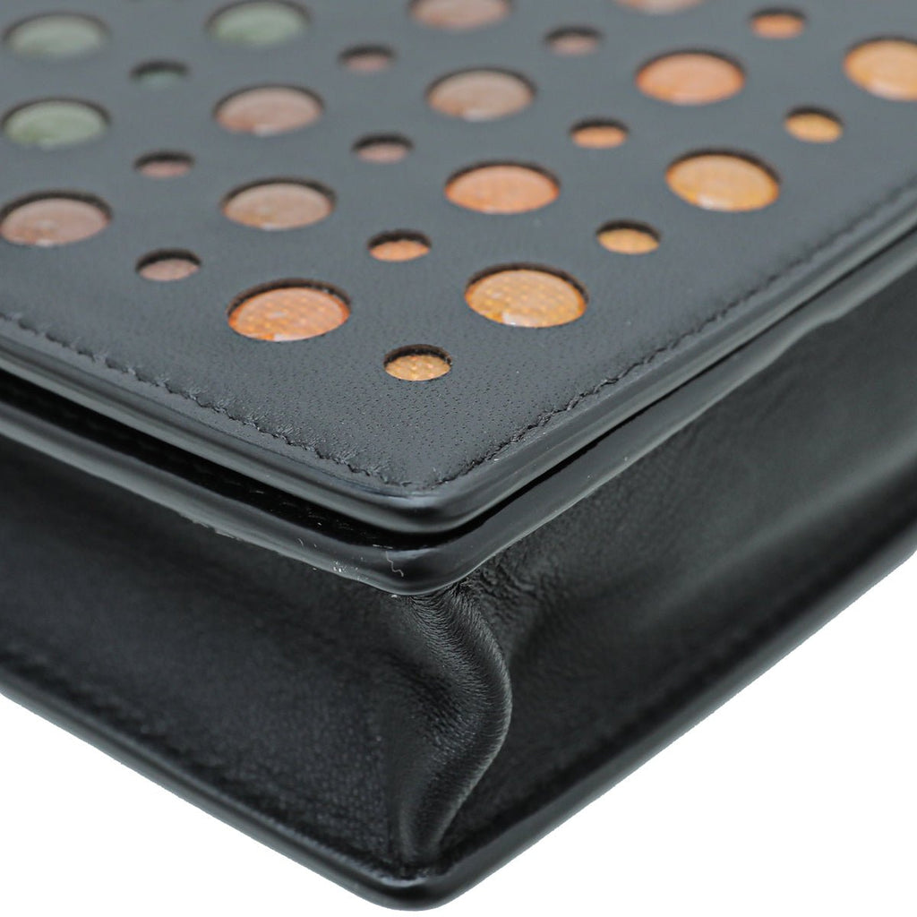 Bottega Veneta Black Multicolor Perforated Details Chain Wallet