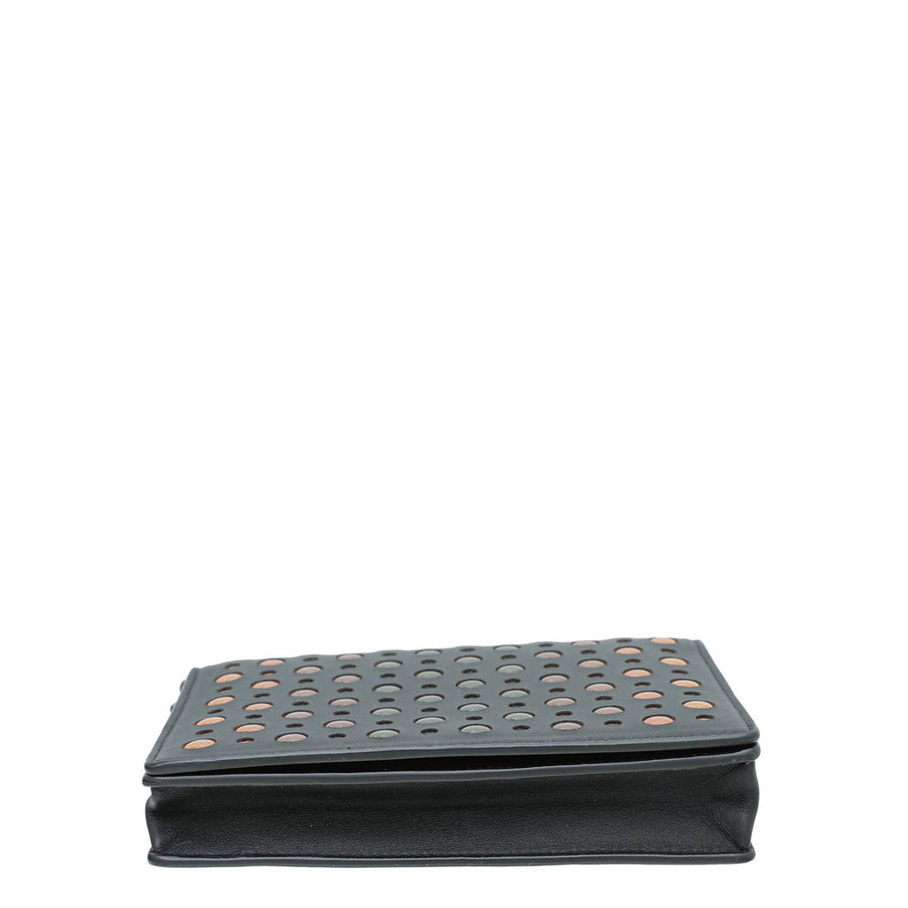 Bottega Veneta Black Multicolor Perforated Details Chain Wallet