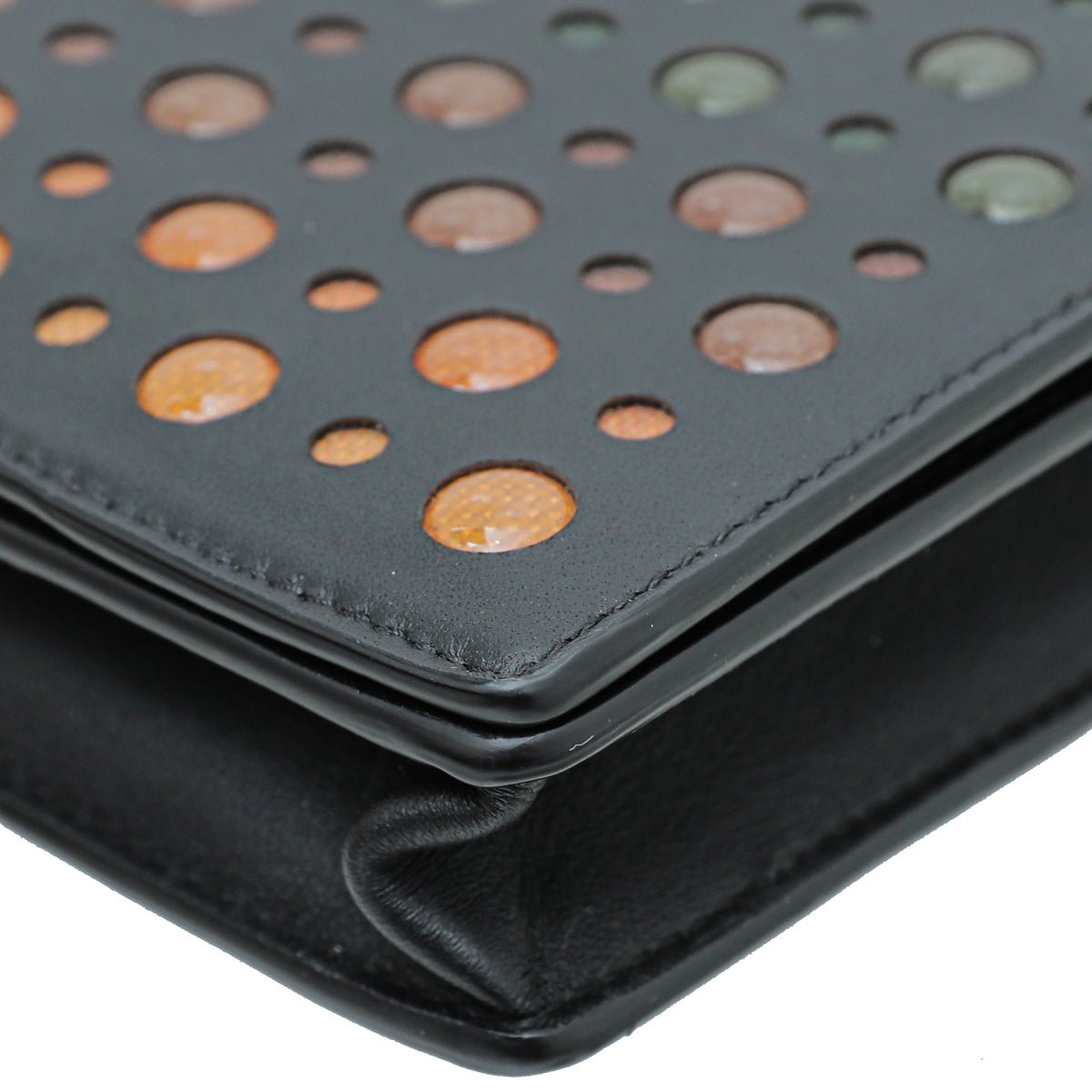 Bottega Veneta Black Multicolor Perforated Details Chain Wallet