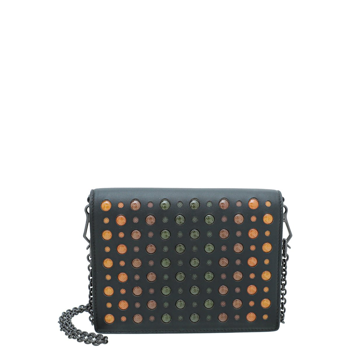 Bottega Veneta Black Multicolor Perforated Details Chain Wallet