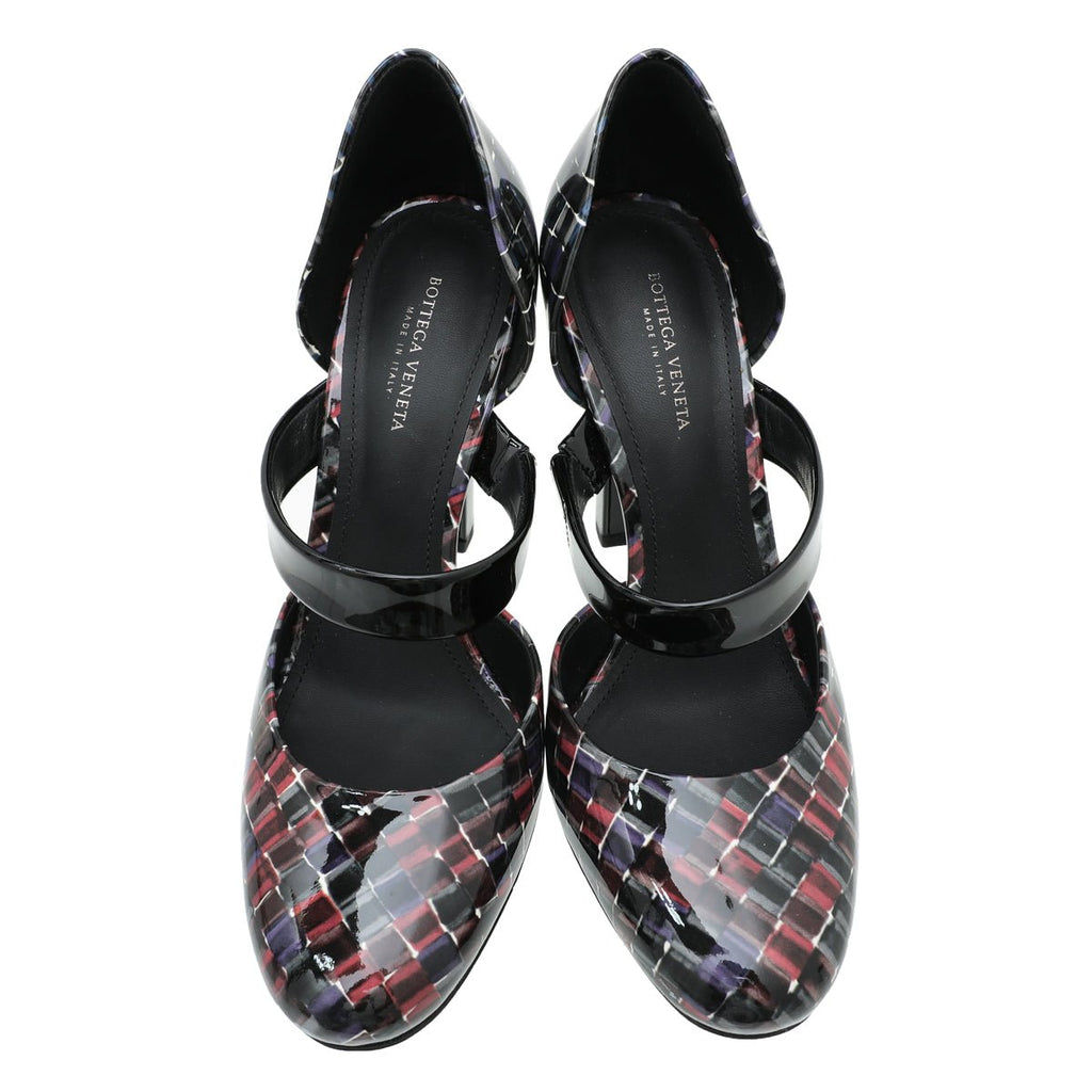 Bottega Veneta Black Multicolor Woven Print Strap D'orsay Pump 36