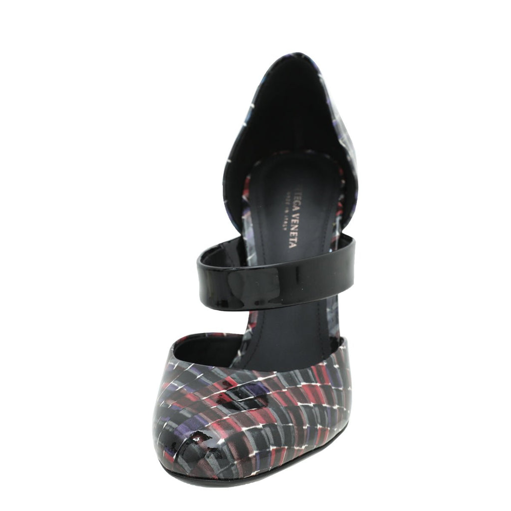 Bottega Veneta Black Multicolor Woven Print Strap D'orsay Pump 36