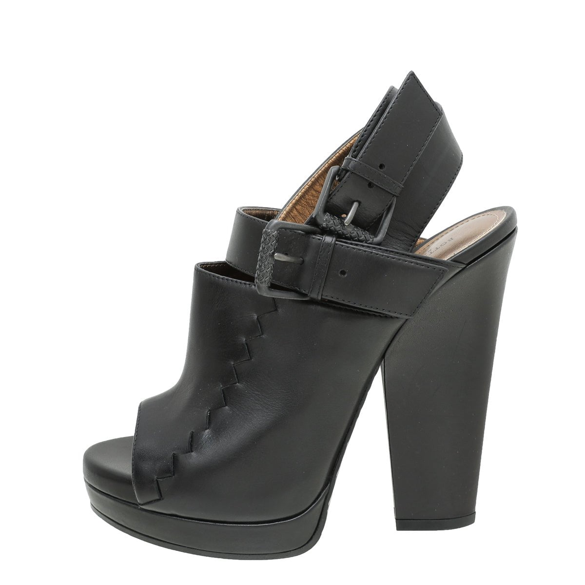 Bottega Veneta Black Peep Toe Ankle Wrap Platform Sandals 38