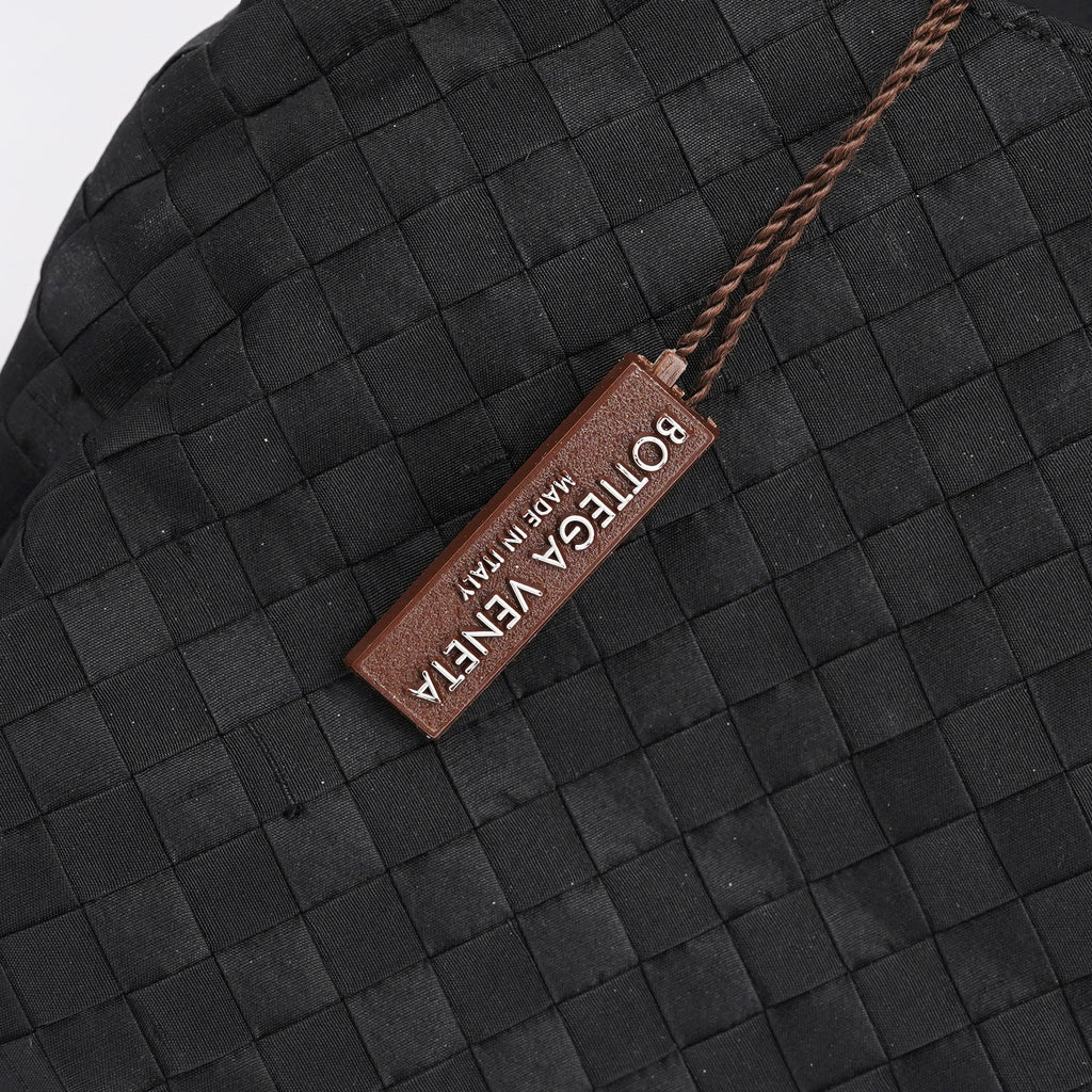 Black Satin Intrecciato Shoulder Bag