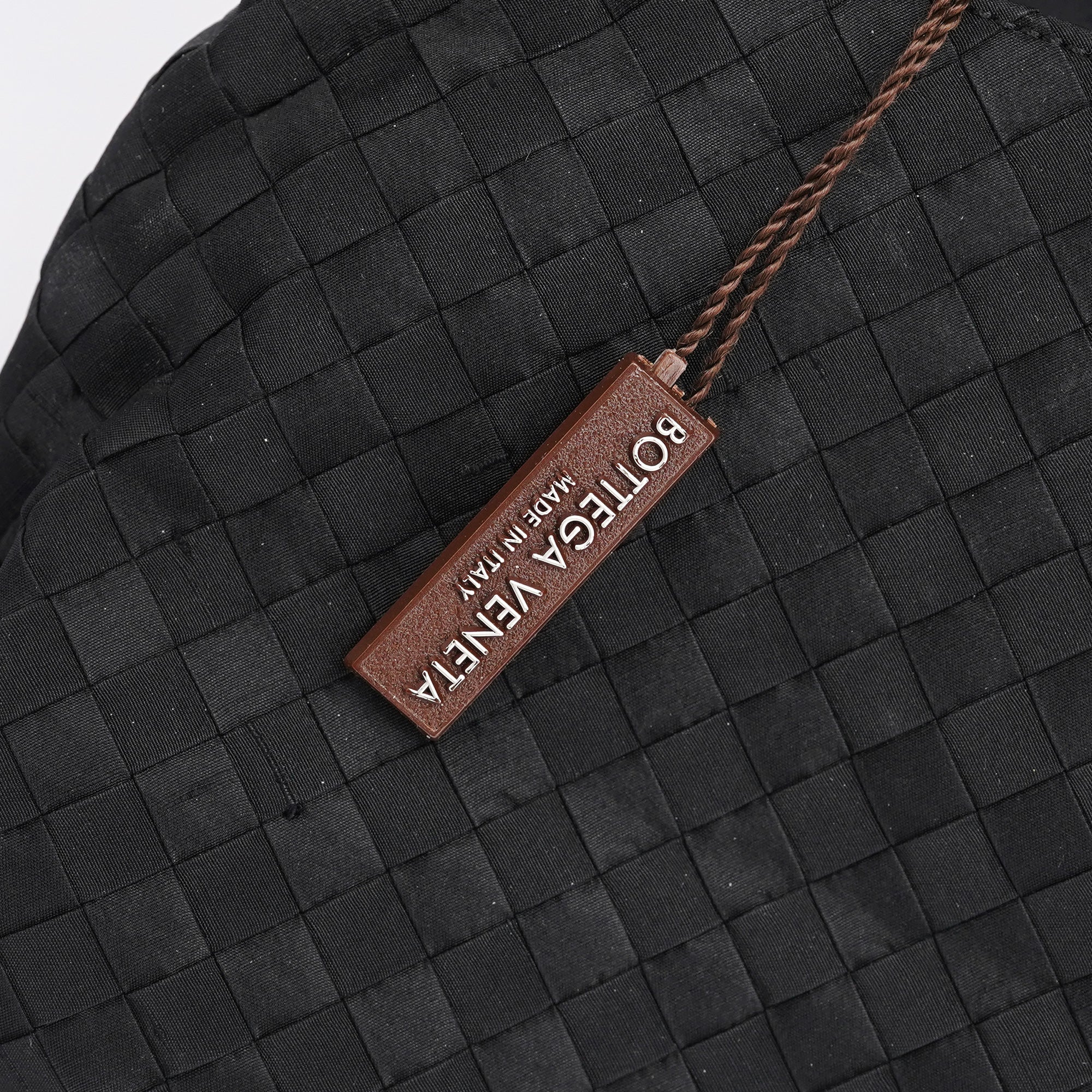 Black Satin Intrecciato Shoulder Bag