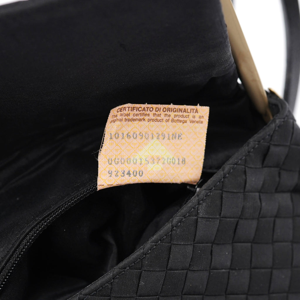 Black Satin Intrecciato Shoulder Bag