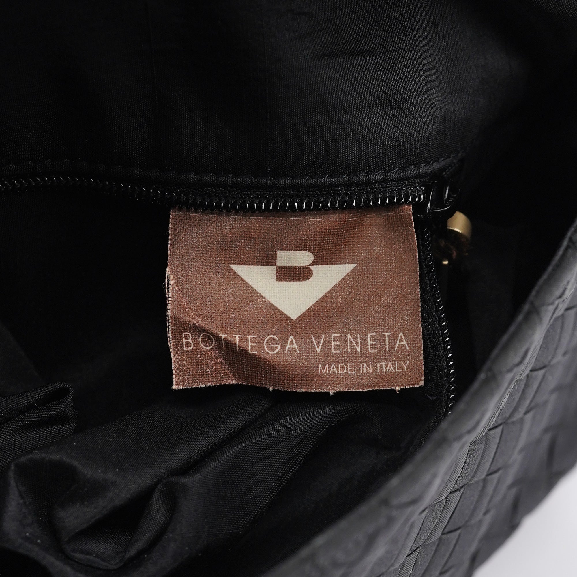 Black Satin Intrecciato Shoulder Bag