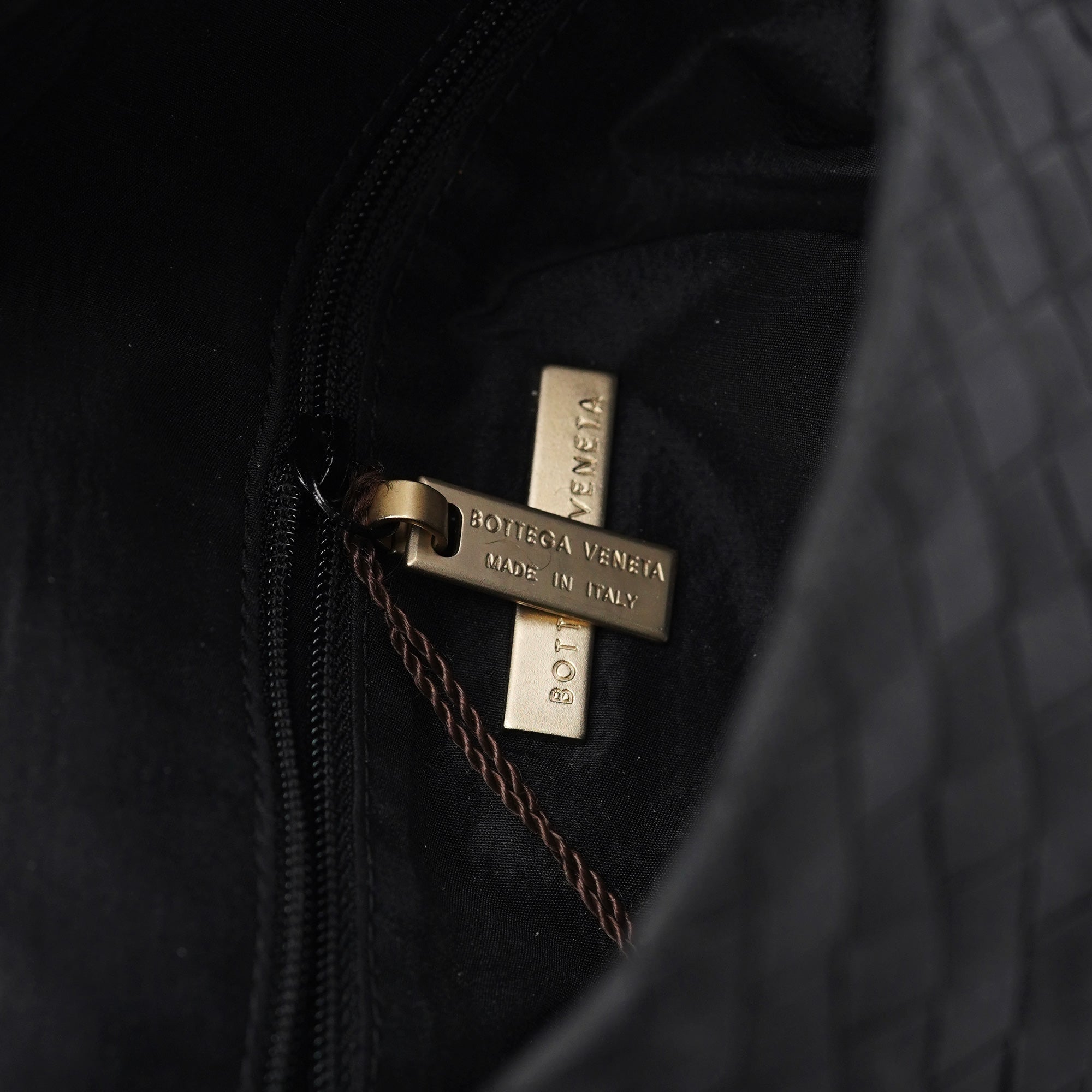 Black Satin Intrecciato Shoulder Bag