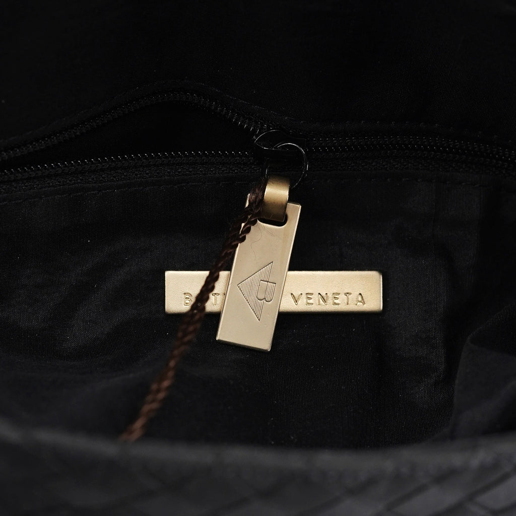 Black Satin Intrecciato Shoulder Bag