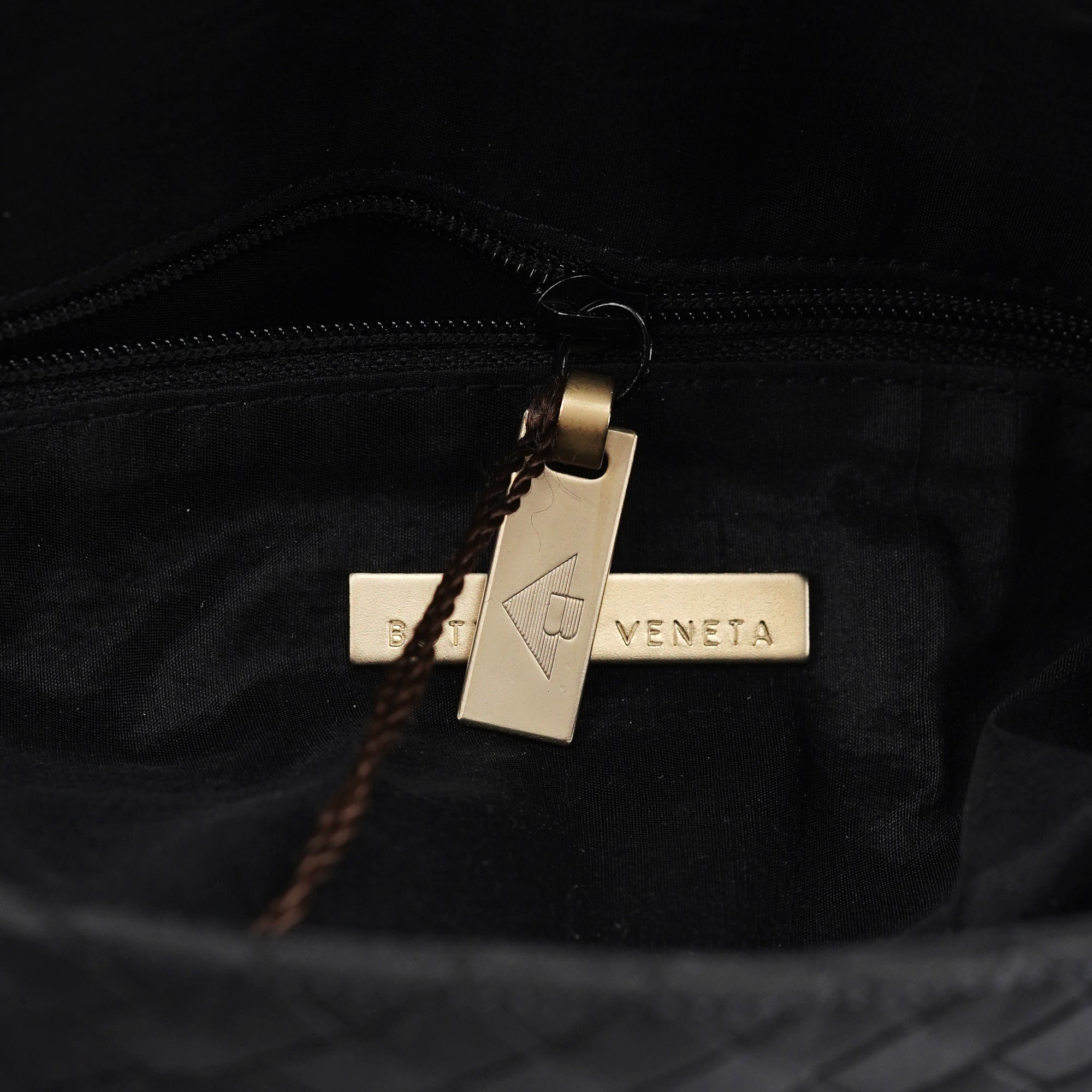 Black Satin Intrecciato Shoulder Bag