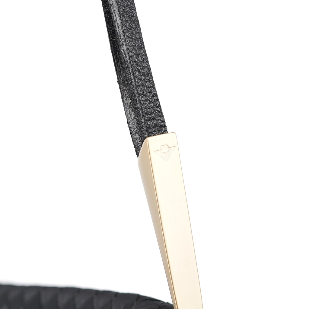 Black Satin Intrecciato Shoulder Bag