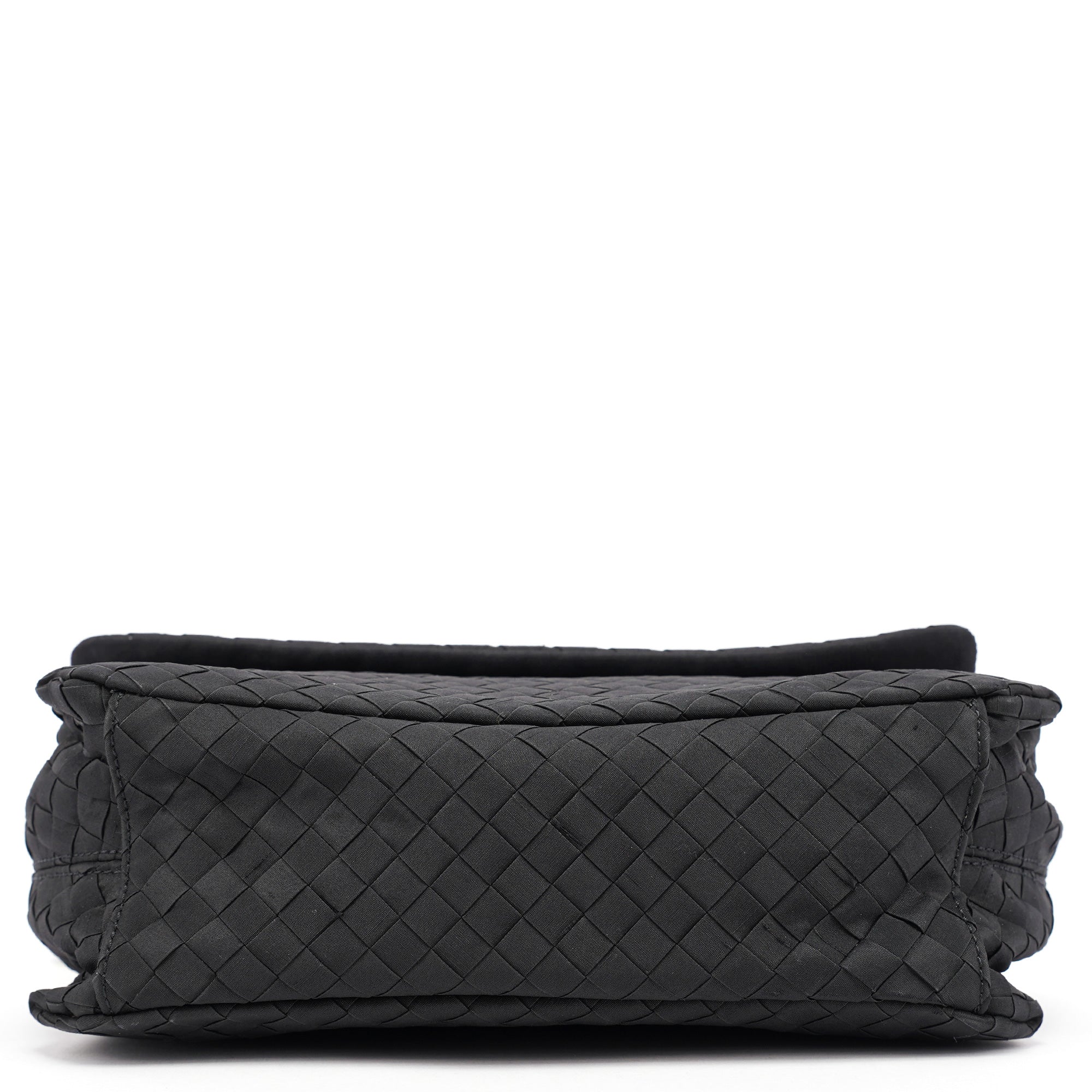Black Satin Intrecciato Shoulder Bag