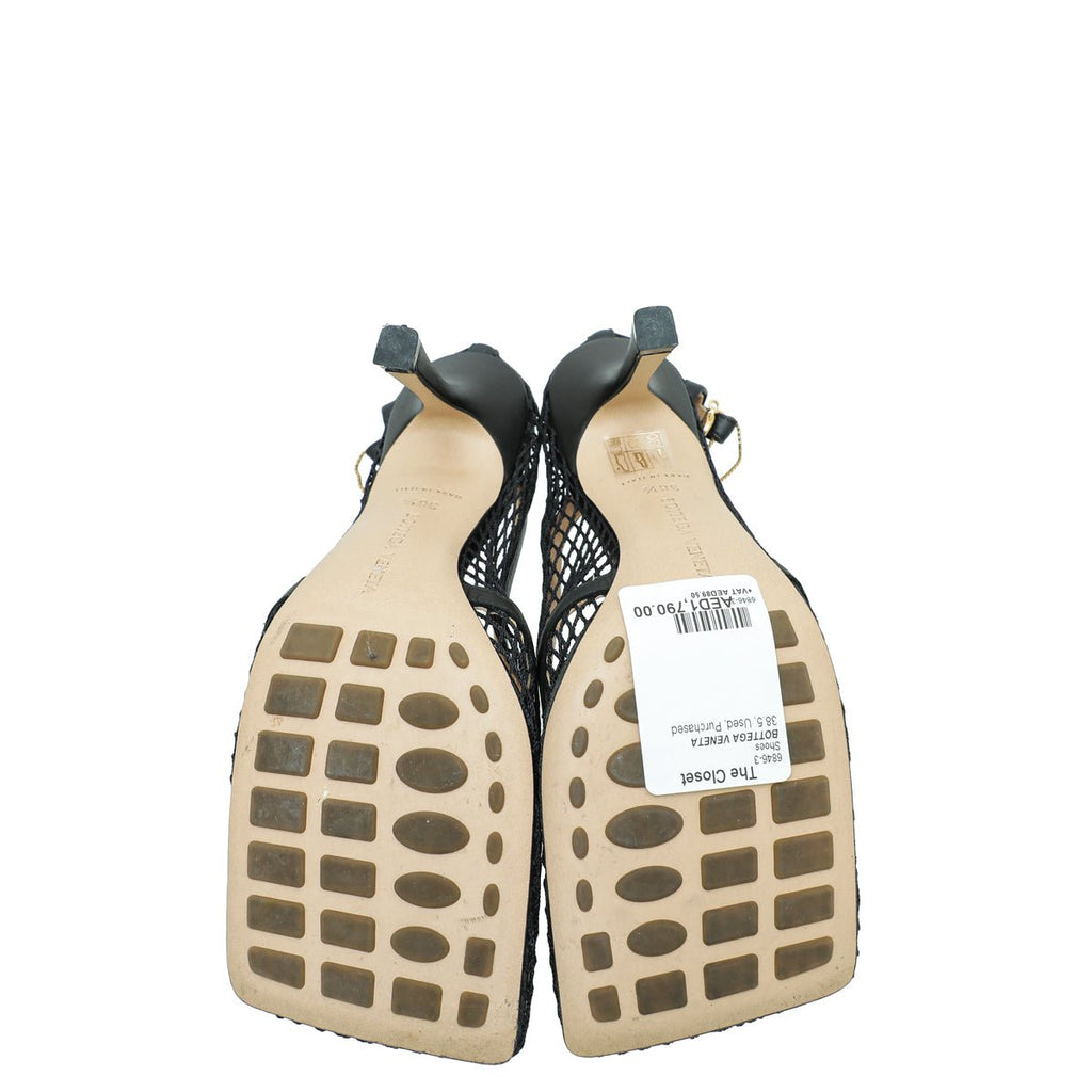 Bottega Veneta Black Stretch Lace-Up Sandal 38.5