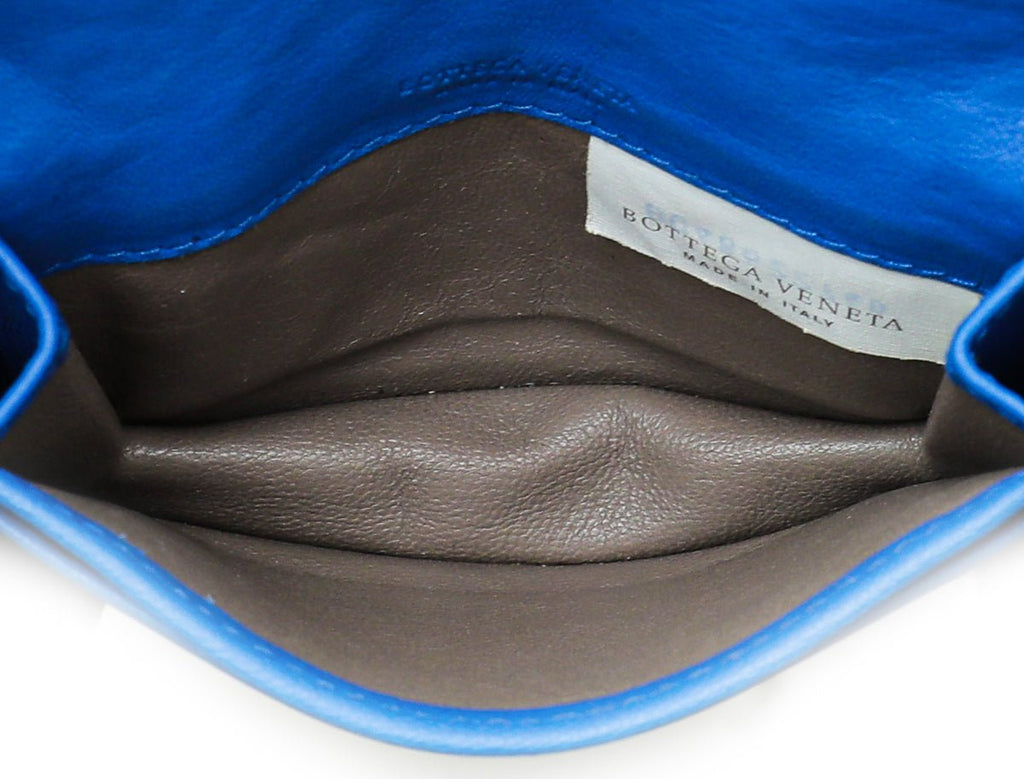 Bottega Veneta Blue Intrecciato Flap Card Case