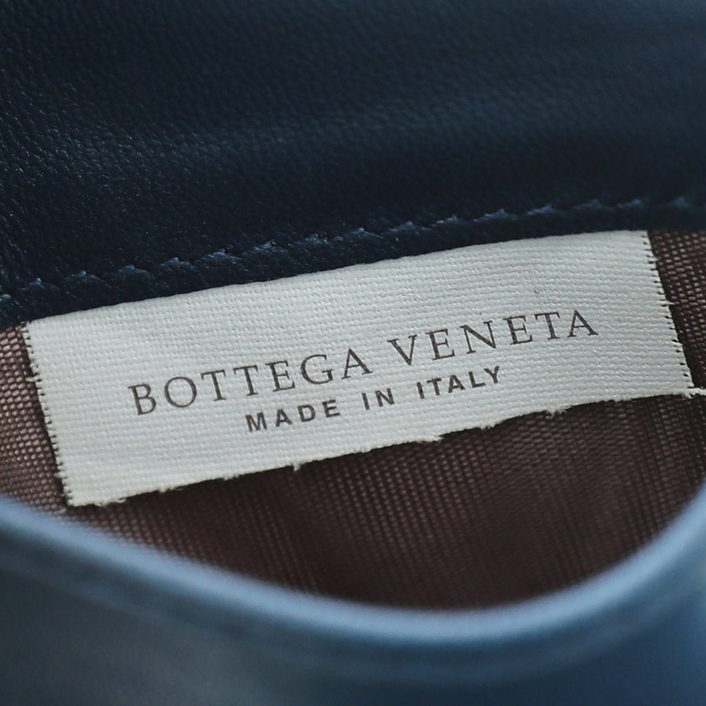 Bottega Veneta Blue Intrecciato Trifold Wallet