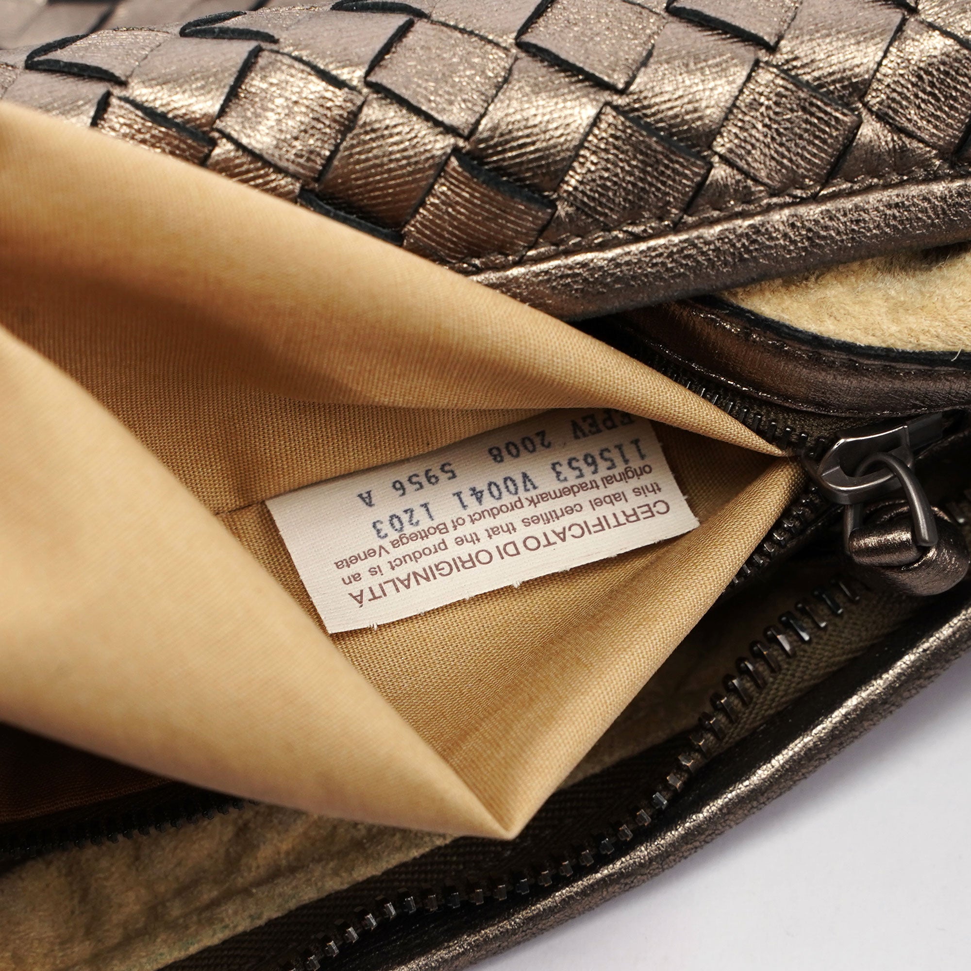 Bottega Veneta 115653 Metallic Gold Veneta Hobo