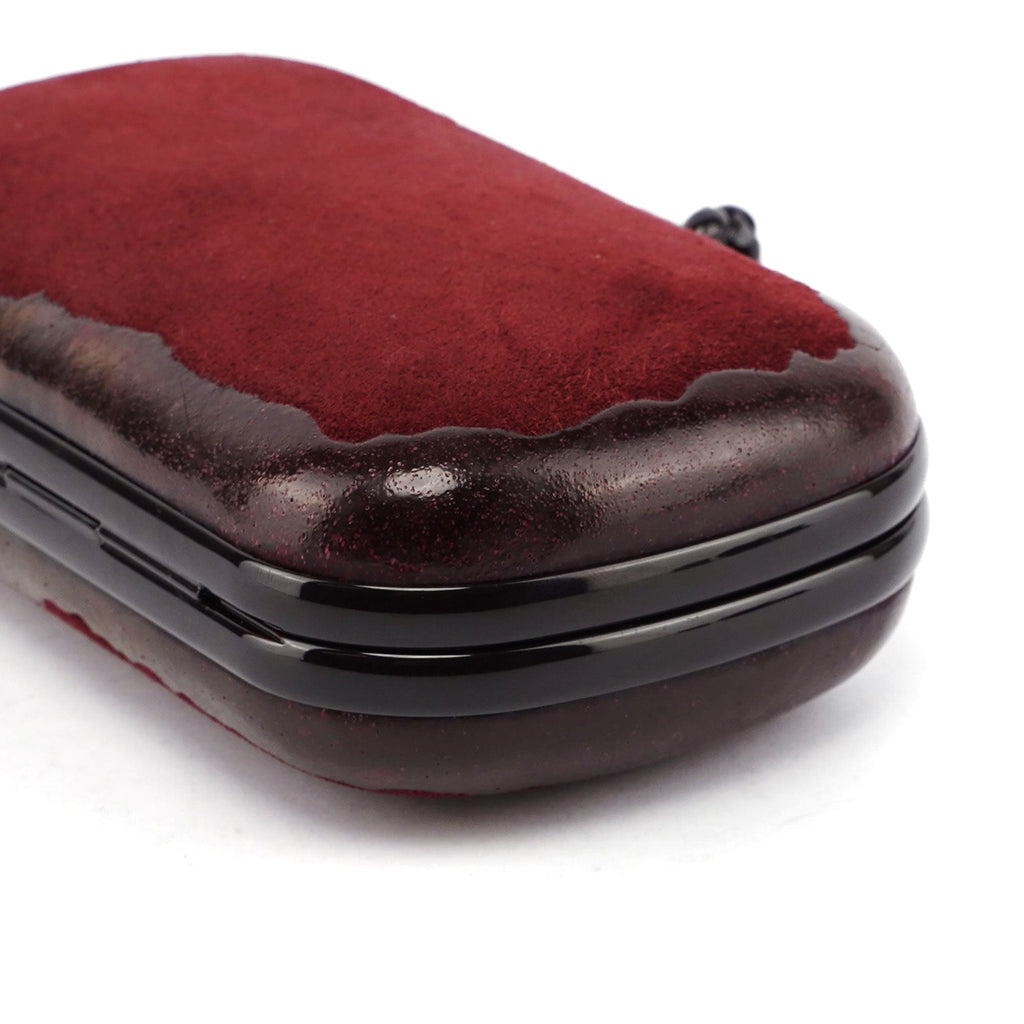 Bottega Veneta Burgundy Suede Pochette Knot