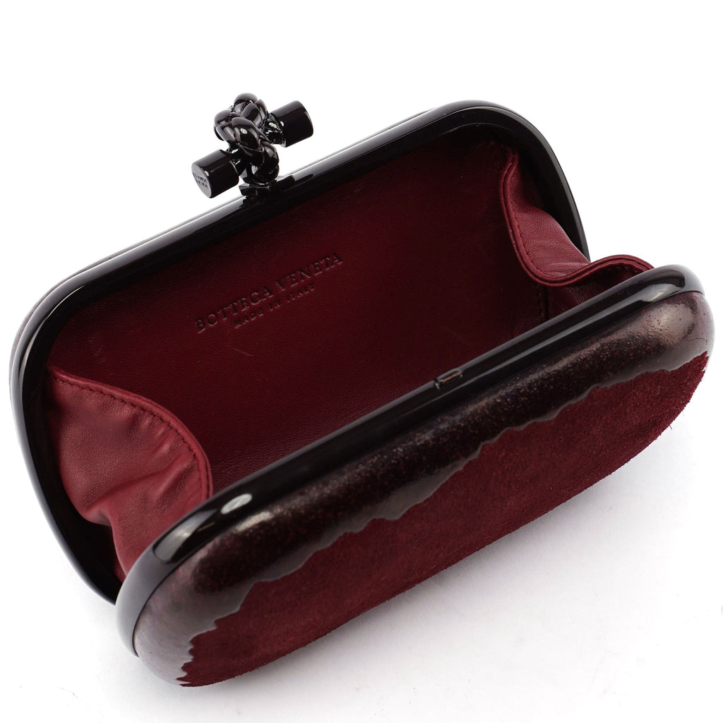 Bottega Veneta Burgundy Suede Pochette Knot