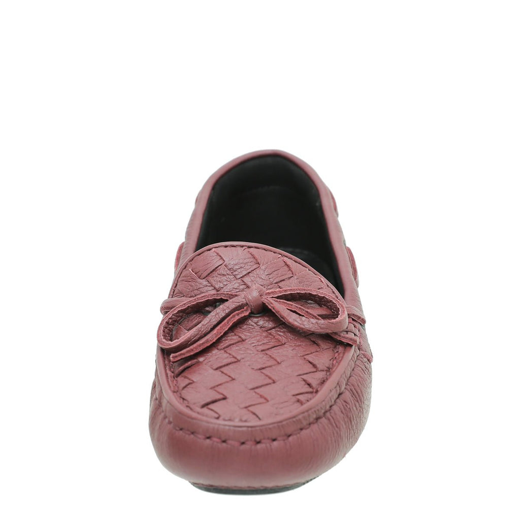Bottega Veneta Burgundy Intrecciato Loafers 35