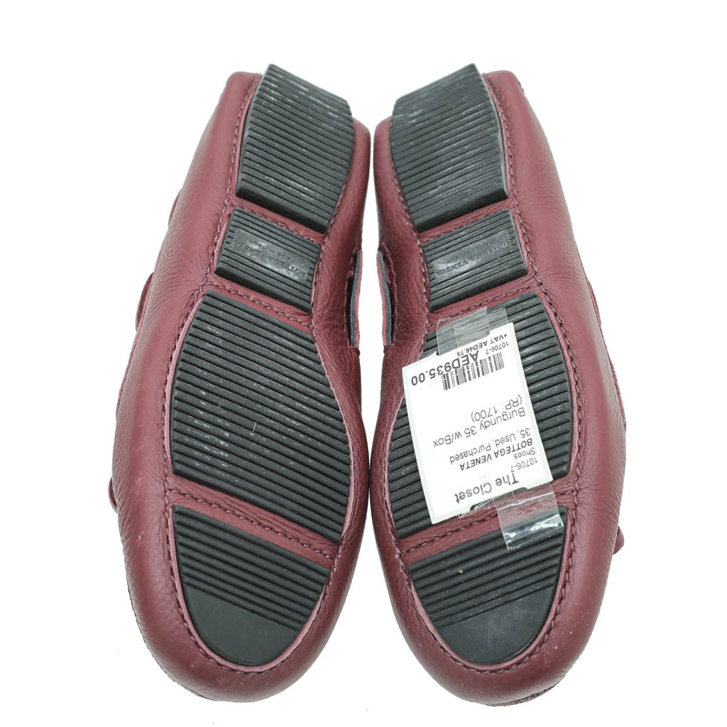 Bottega Veneta Burgundy Intrecciato Loafers 35