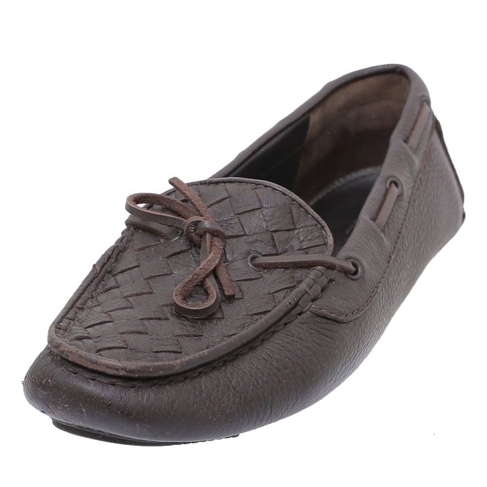 Bottega Veneta Chocolate Brown Intrecciato Bow Loafers 39.5