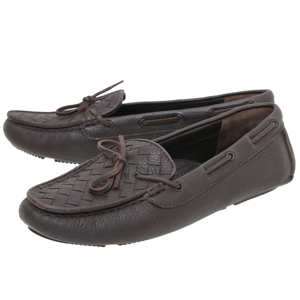 Bottega Veneta Chocolate Brown Intrecciato Bow Loafers 39.5