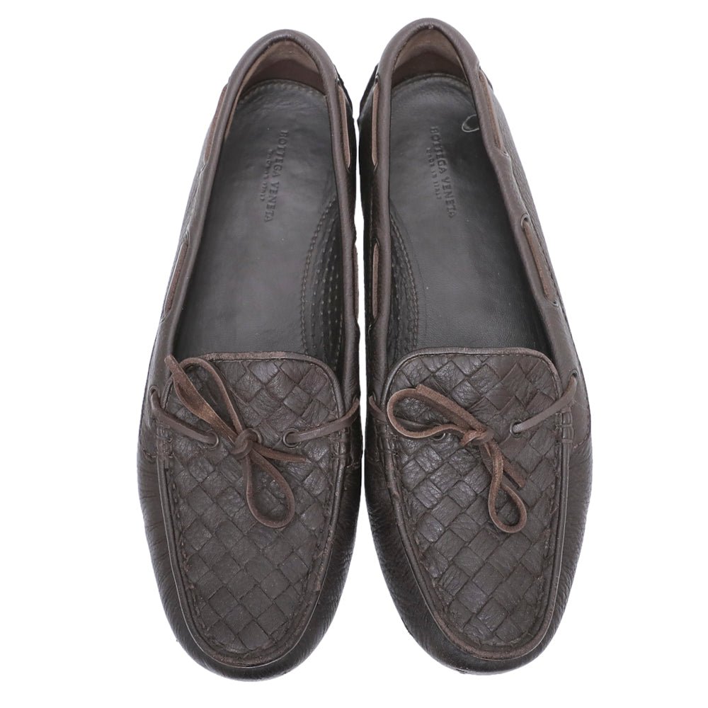 Bottega Veneta Chocolate Brown Intrecciato Bow Loafers 39.5