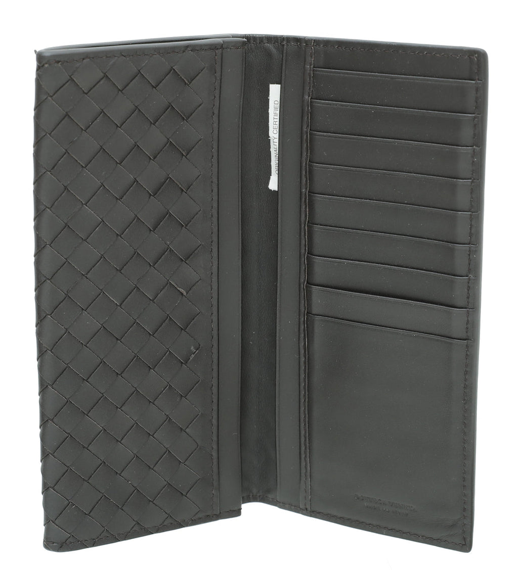 Bottega Veneta Chocolate Intrecciato Yen Wallet