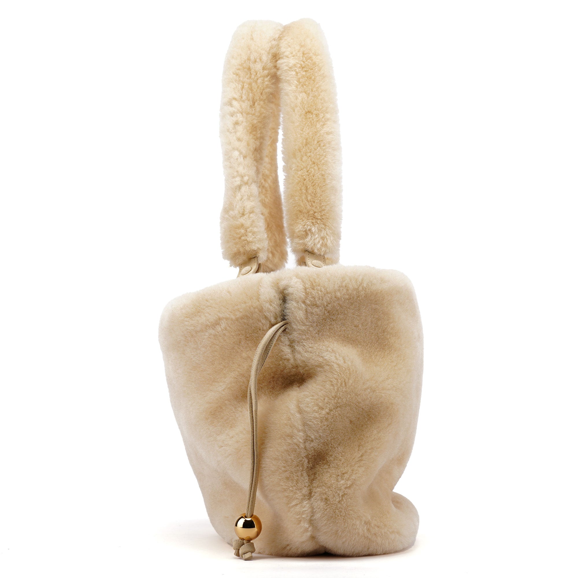 Cream Faux Fur Shoulder Bag