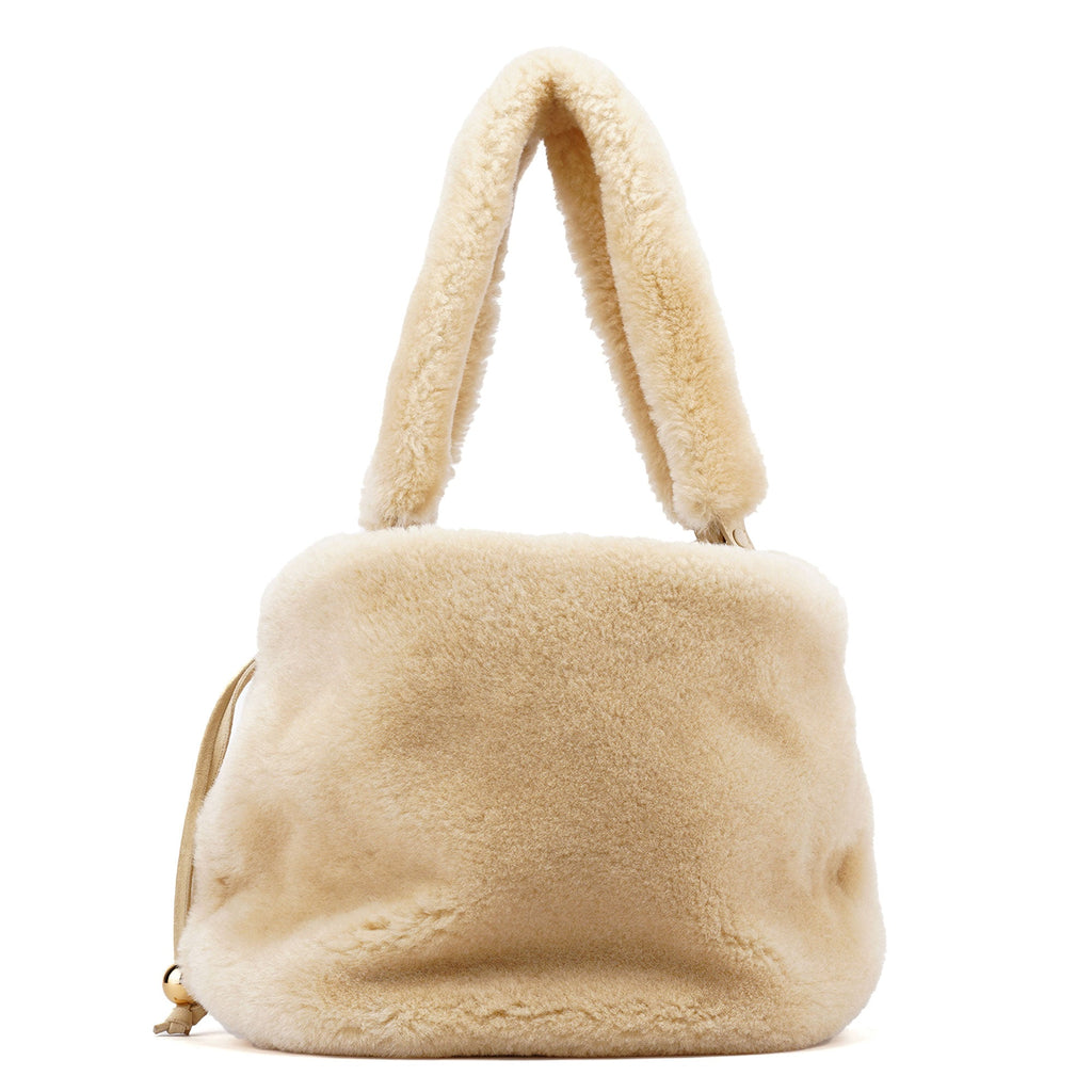 Cream Faux Fur Shoulder Bag