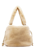 Cream Faux Fur Shoulder Bag