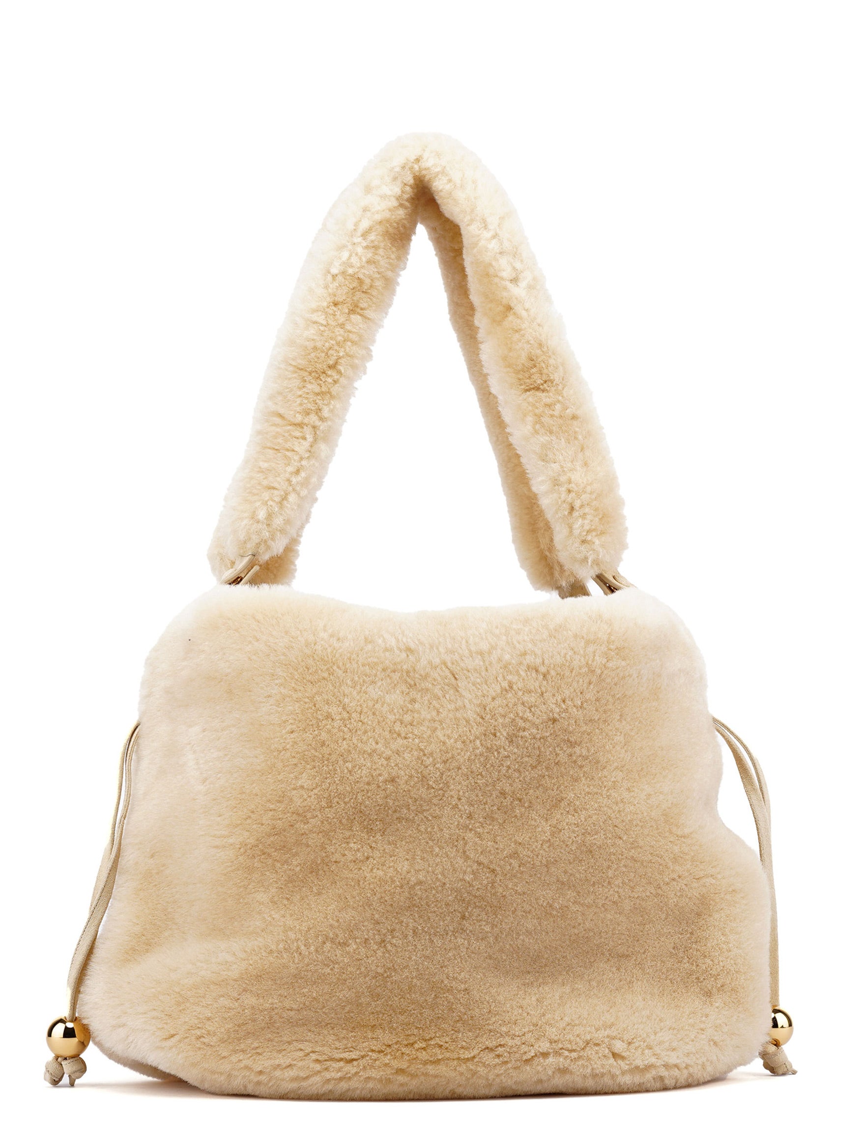 Cream Faux Fur Shoulder Bag