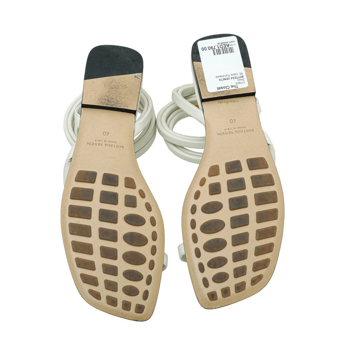 Bottega Veneta Cream Spiral Flat Sandals 40