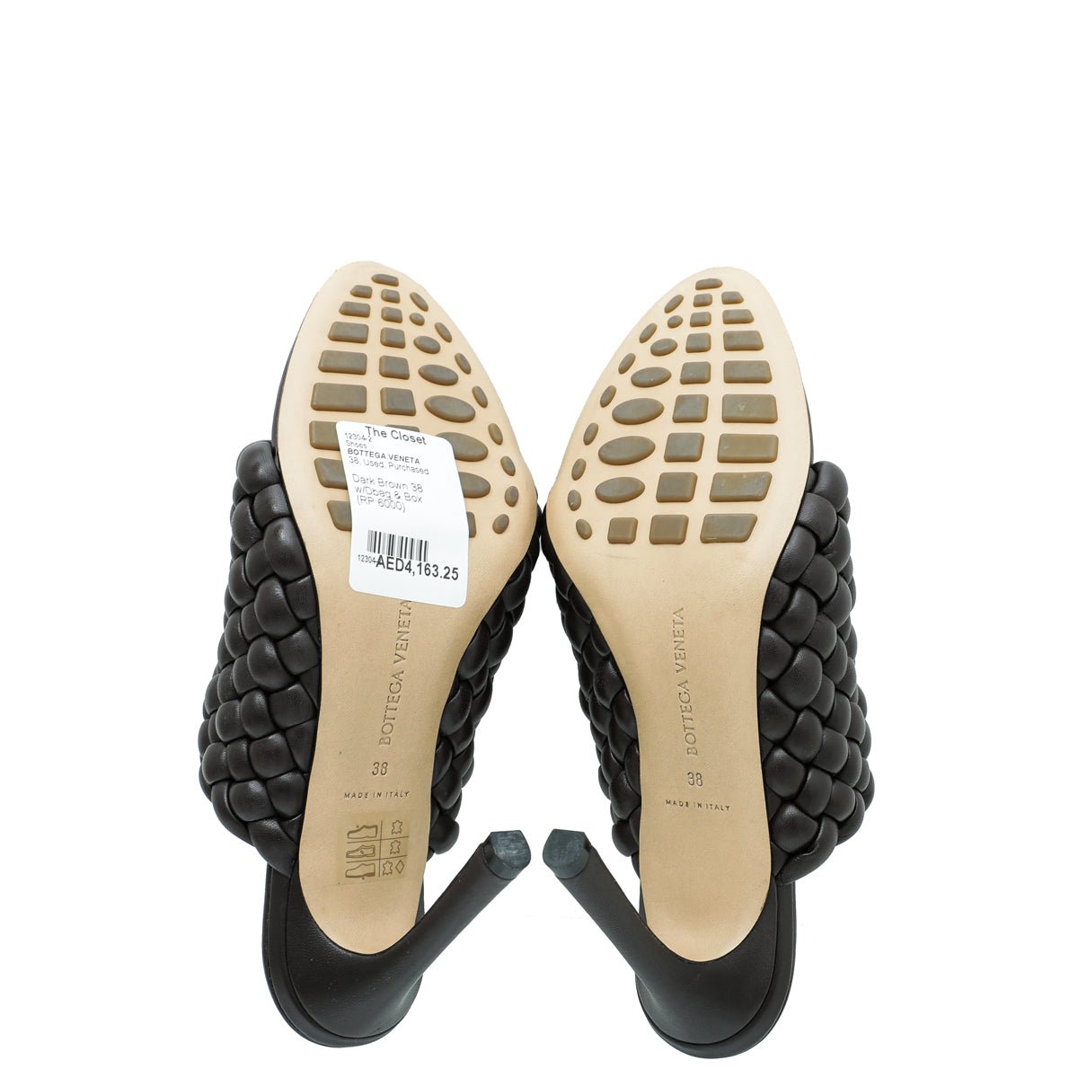 Bottega Veneta Dark Brown Padded Intrecciato Curve Sandals 38