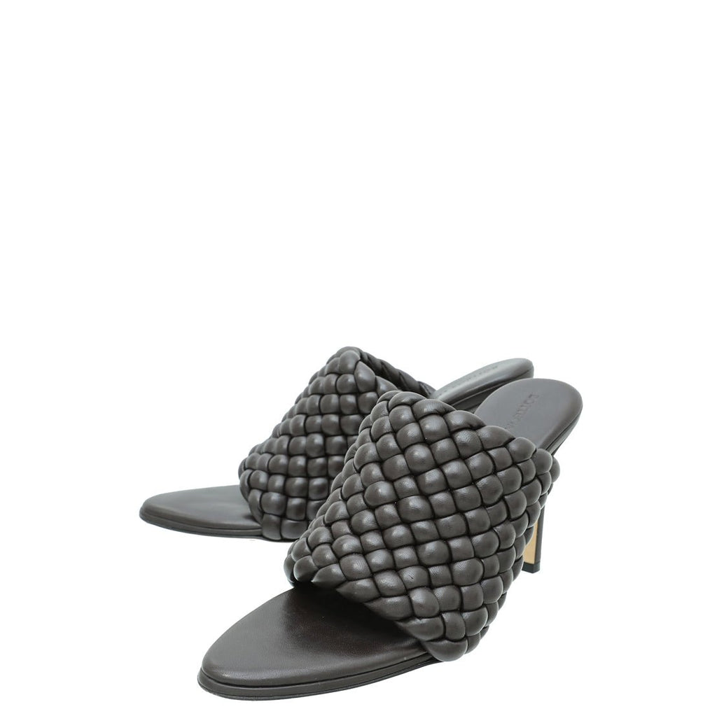 Bottega Veneta Dark Brown Padded Intrecciato Curve Sandals 38