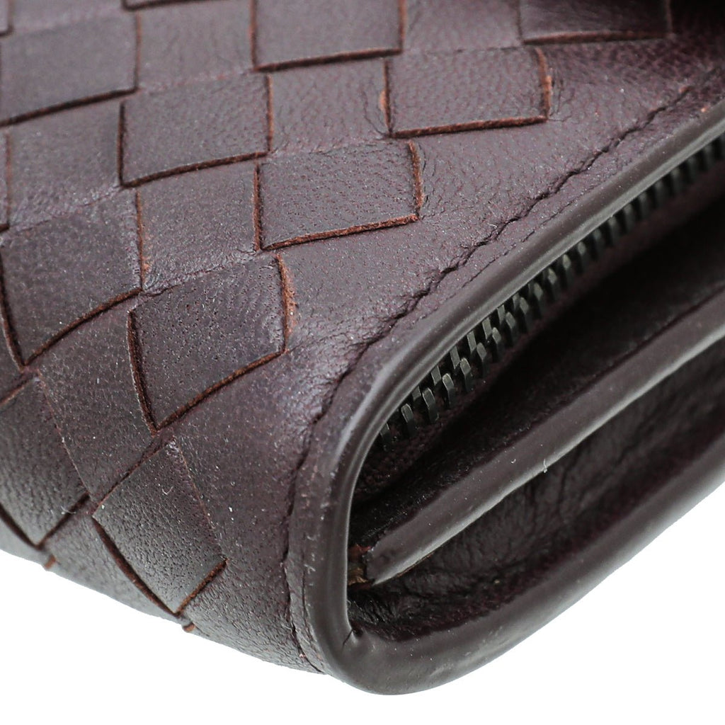 Bottega Veneta Dark Violet Intrecciato Nappa Flap Continental Wallet