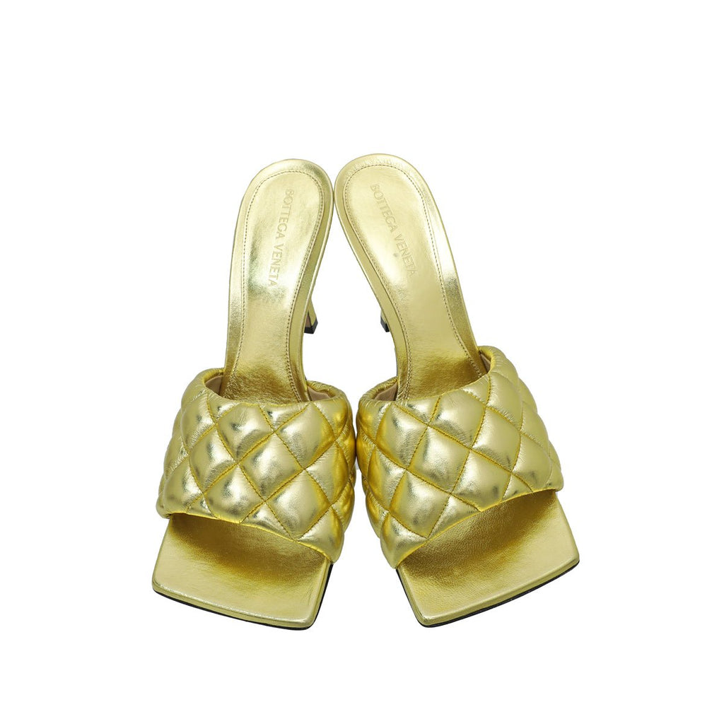 Bottega Veneta Gold Padded Metallised Mules 39