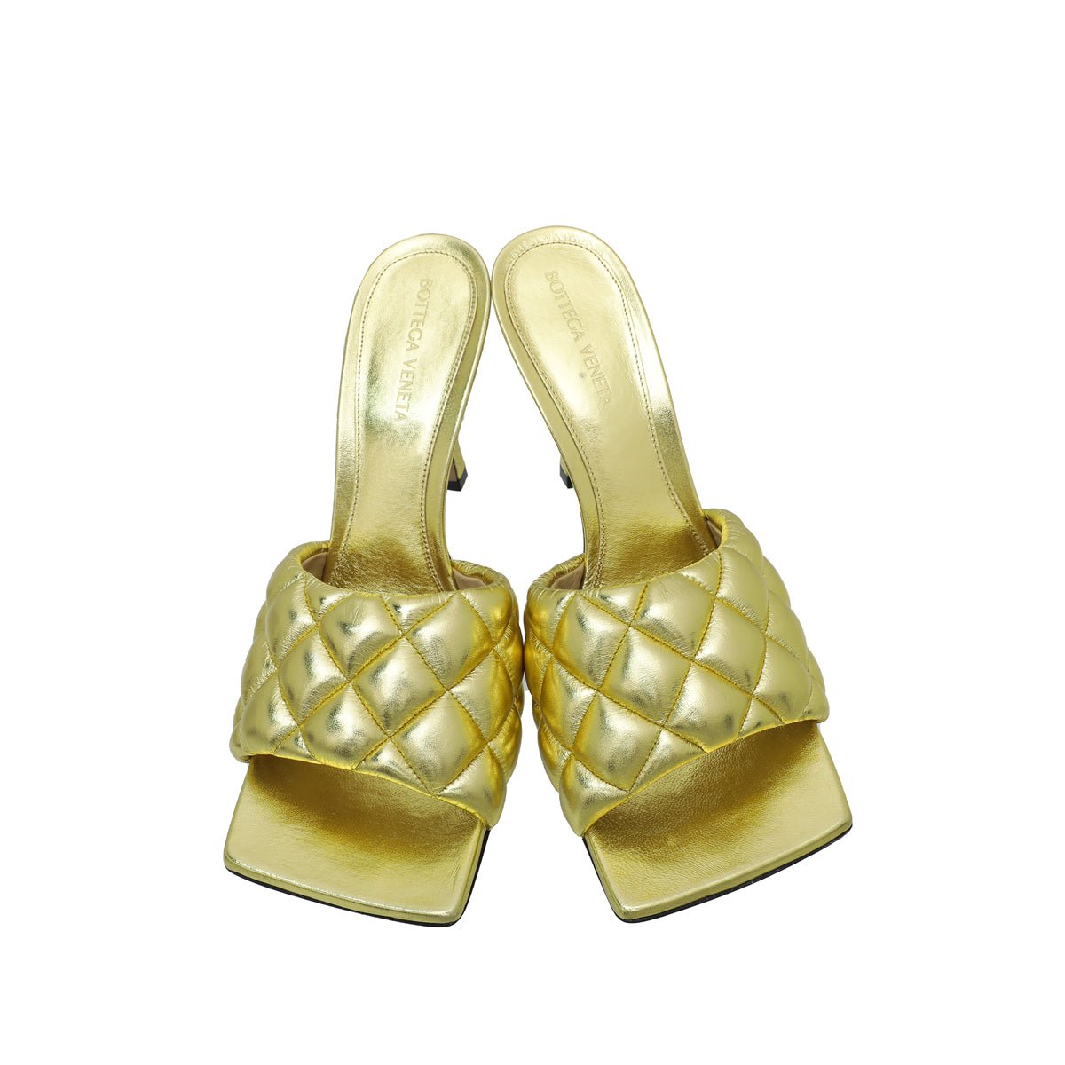 Bottega Veneta Gold Padded Metallised Mules 39