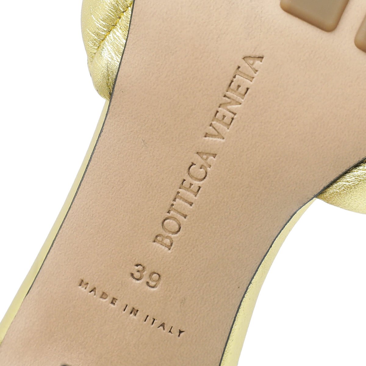 Bottega Veneta Gold Padded Metallised Mules 39