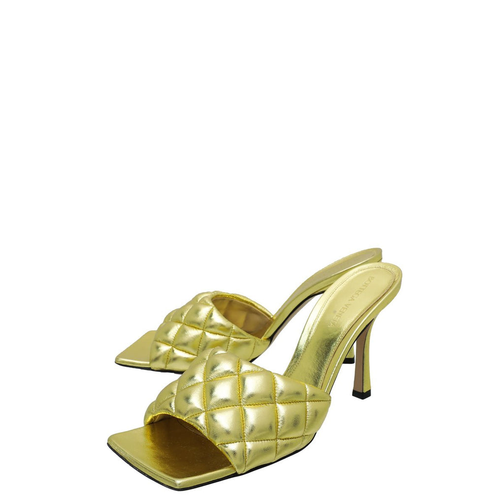 Bottega Veneta Gold Padded Metallised Mules 39